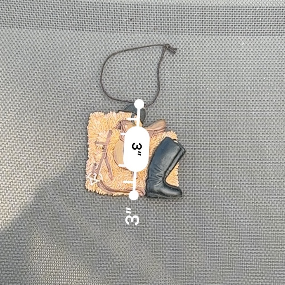 Equestrian Horse Riding Ornament English Saddle Boot Helmet Hay Bale Resin 3in - Picture 4 of 5